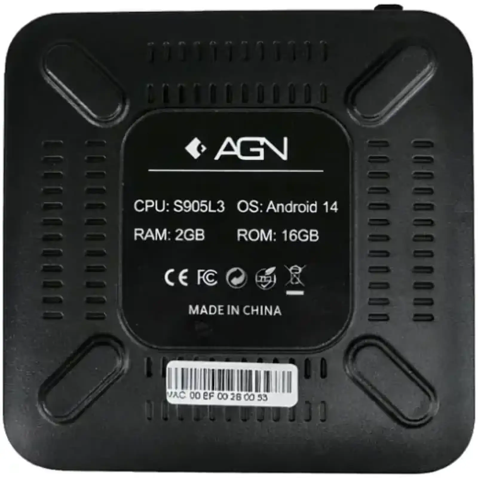Медіаплеєр AGN Media Box Base 2/16Gb/ Amlogic S905L3/ Android 14/ WiFi 2.4G+5G/LAN:100M/ (AGNBASE216) UA