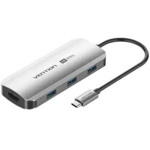 Док-станція USB3.1 Type-C --> HDMI 4K60Hz/USB 3.0x3/PD 100W 5-in-1 Vention (TQDHB) UA