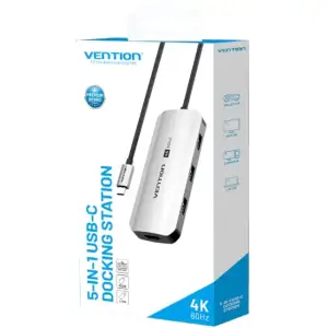 Док-станція USB3.1 Type-C --> HDMI 4K60Hz/USB 3.0x3/PD 100W 5-in-1 Vention (TQDHB) UA