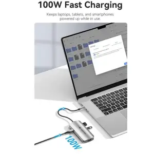 Док-станція USB3.1 Type-C --> HDMI 4K60Hz/USB 3.0x3/PD 100W 5-in-1 Vention (TQDHB) UA