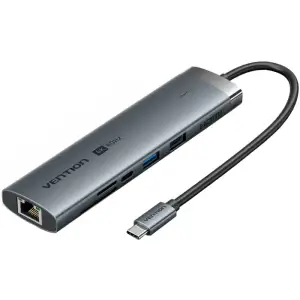 Док-станція USB3.2 Type-C --> HDMI 4K60Hz/USB 3.0x2/RJ45/SD/TF/3.5mm/PD 100W Hub 9-in-1 Vention (TGVHB) UA