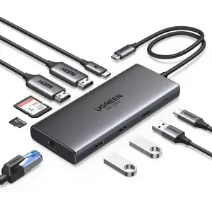 Док-станція USB3.2 Type-C --> HDMIx2,8K30Hz/4K60Hz/3xUSB-A/2xUSB-C 3.2/ RJ45/SD/TF/PD 100W CM639 (15534) UA