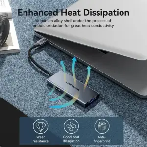 Док-станція USB3.0 Type-C --> HDMI 4K30Hz/TF/3xUSB-A 3.0, 0.15м 6-in-1 Vention (TOOHB) UA