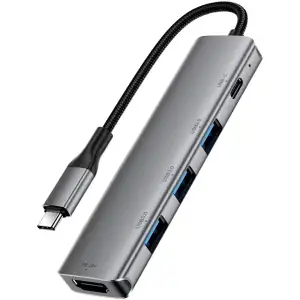 Док-станція USB3.0 Type-C --> HDMI4K/3xUSB-A 3.0/USB-C PD 90W Hub 5-in-1 J16 Acefast (6974316285915) UA