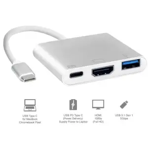 Док-станція USB3.1 Type-C --> HDMI/USB3.0/Type-C (F), кабель 0.1м, OEM (S0733) UA