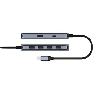 Хаб USB 3.0 Type-C -> 4xUSB-A, 1хUSB-C, 1xHDMI 4K@60 Hz, алюмінієвий корпус, Cudy (UH500) UA