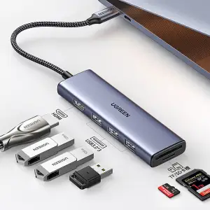 Док-станція USB3.0 Type-C --> HDMI 4K30Hz/3xUSB-А 3.0/Type-C/PD 100W 6-in-1 CM511 Ugreen (20956A) UA