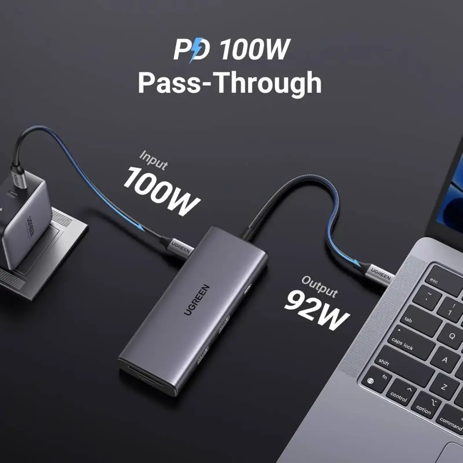 Док-станція USB3.1 Type-C --> HDMI 4K30Hz/USB 3.0x2/Type-C/SD/TF/ PD 100W CM498 7 in 1 Ugreen (15531) UA