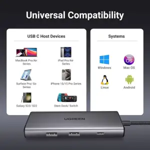 Док-станція USB3.1 Type-C --> HDMI 4K30Hz/USB 3.0x2/Type-C/SD/TF/ PD 100W CM498 7 in 1 Ugreen (15531) UA
