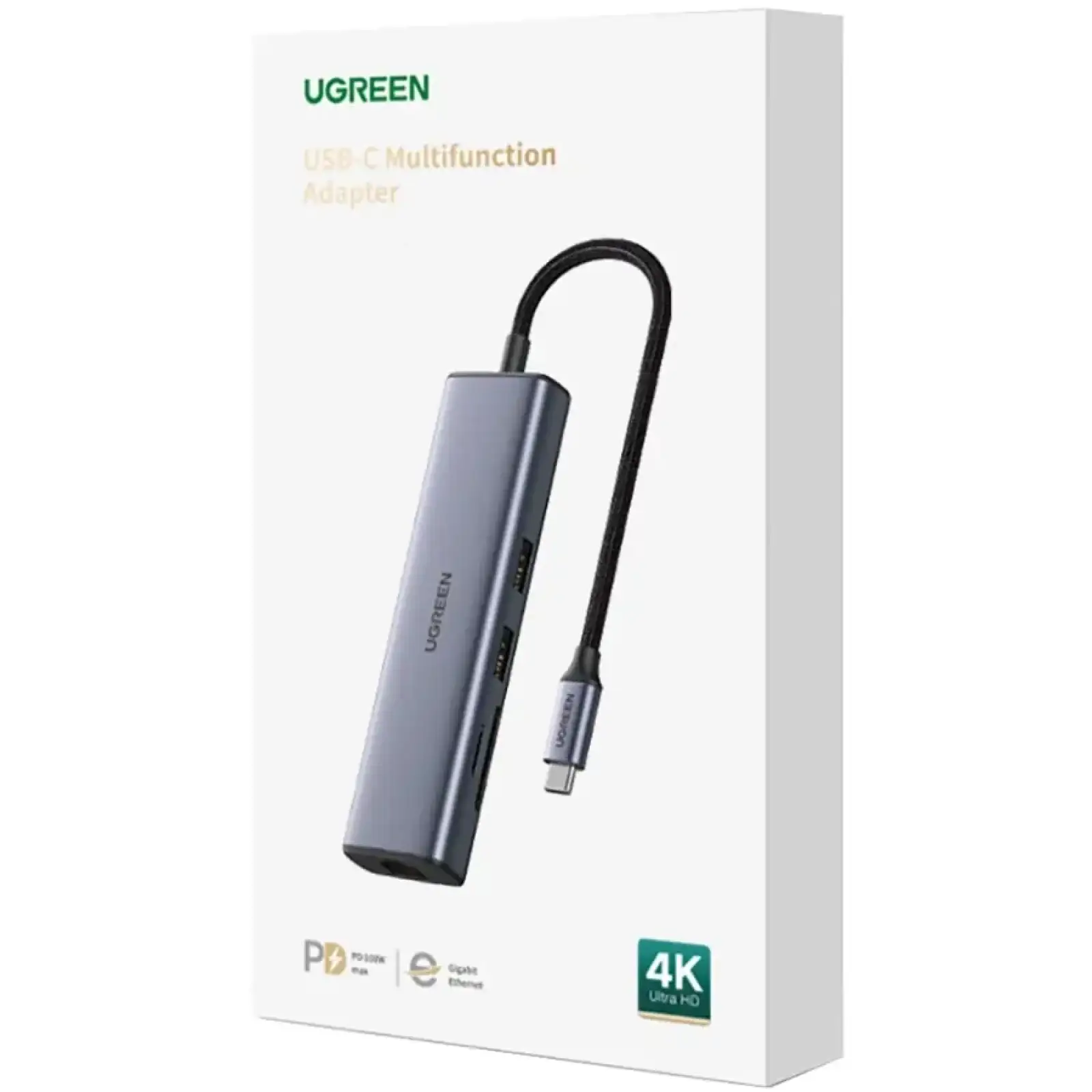 Док-станція USB3.1 Type-C --> HDMI 4K60Hz/USB 3.0x2/RJ45/SD/TF/PD 100W Ugreen CM512 Сіра (90568) UA