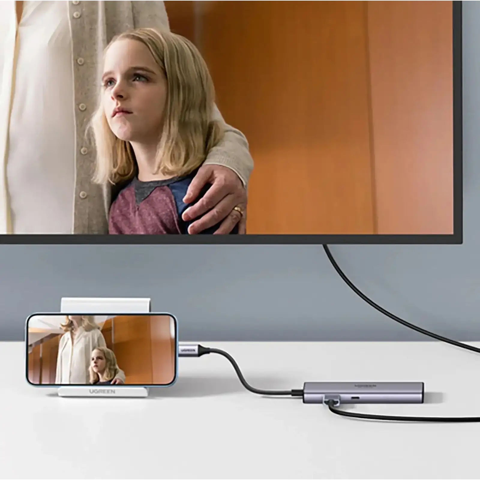 Док-станція USB3.1 Type-C --> HDMI 4K60Hz/USB 3.0x2/RJ45/SD/TF/PD 100W Ugreen CM512 Сіра (90568) UA