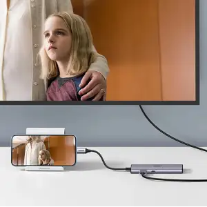 Док-станція USB3.1 Type-C --> HDMI 4K60Hz/USB 3.0x2/RJ45/SD/TF/PD 100W Ugreen CM512 Сіра (90568) UA