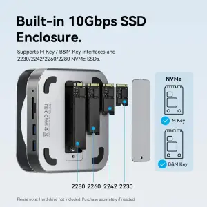 Док-станція USB3.2 Type-C --> Mac mini DP 4K240Hz/M.2 NVMe/4xUSB 3.2/USB-C 3.2/3,5мм/SD/TF/PD (THIHAG) UA