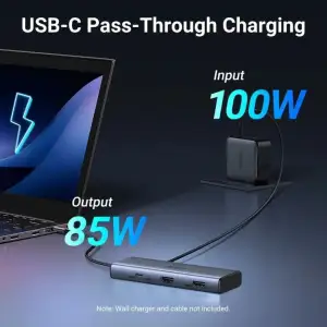 Док-станція USB3.2 Type-C -> HDMIx2 4K60Гц/2xUSB-A 3.2/2xType-C 3.2 10Гбіт/с/ PD 100Вт,сірий CM498 (45379) UA