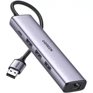 Док-станція USB 3.0 -> 3хUSB 3.0/RJ45 (1000M) Ethernet/ Type-C 10W 5 in 1 Hub CM475 Ugreen (60554) UA