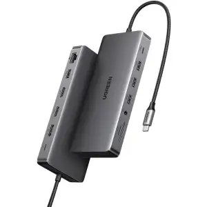 Док-станція USB3.2 Type-C --> HDMIx2,4K60Hz/4xUSB-A/2xUSB-C3.2/DP4K60Hz/RJ45/SD/TF/AUX PD 100W CM681 (15978) UA