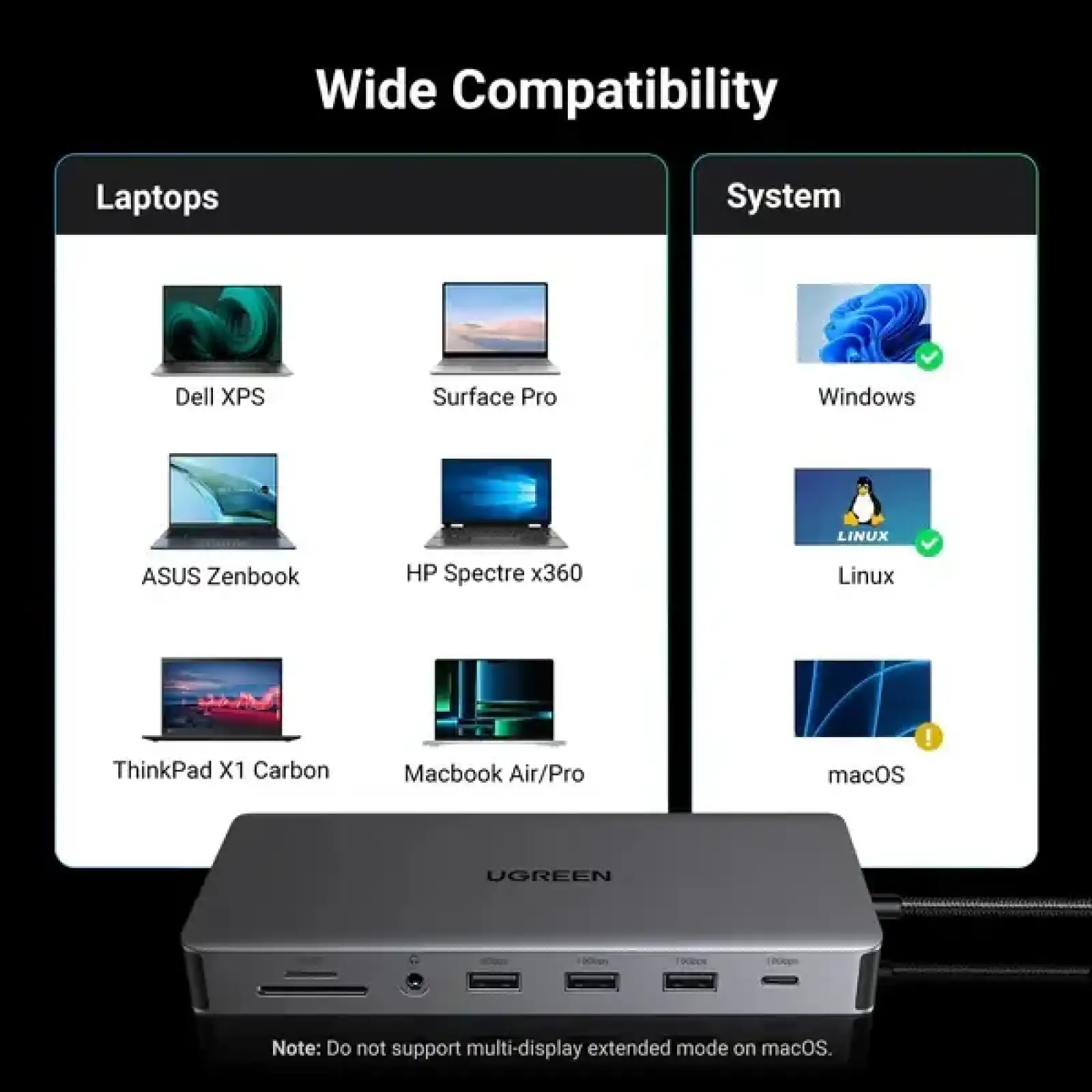 Док-станція USB3.2 Type-C --> HDMIx2,4K60Hz/4xUSB-A/2xUSB-C3.2/DP4K60Hz/RJ45/SD/TF/AUX PD 100W CM681 (15978) UA