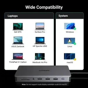 Док-станція USB3.2 Type-C --> HDMIx2,4K60Hz/4xUSB-A/2xUSB-C3.2/DP4K60Hz/RJ45/SD/TF/AUX PD 100W CM681 (15978) UA