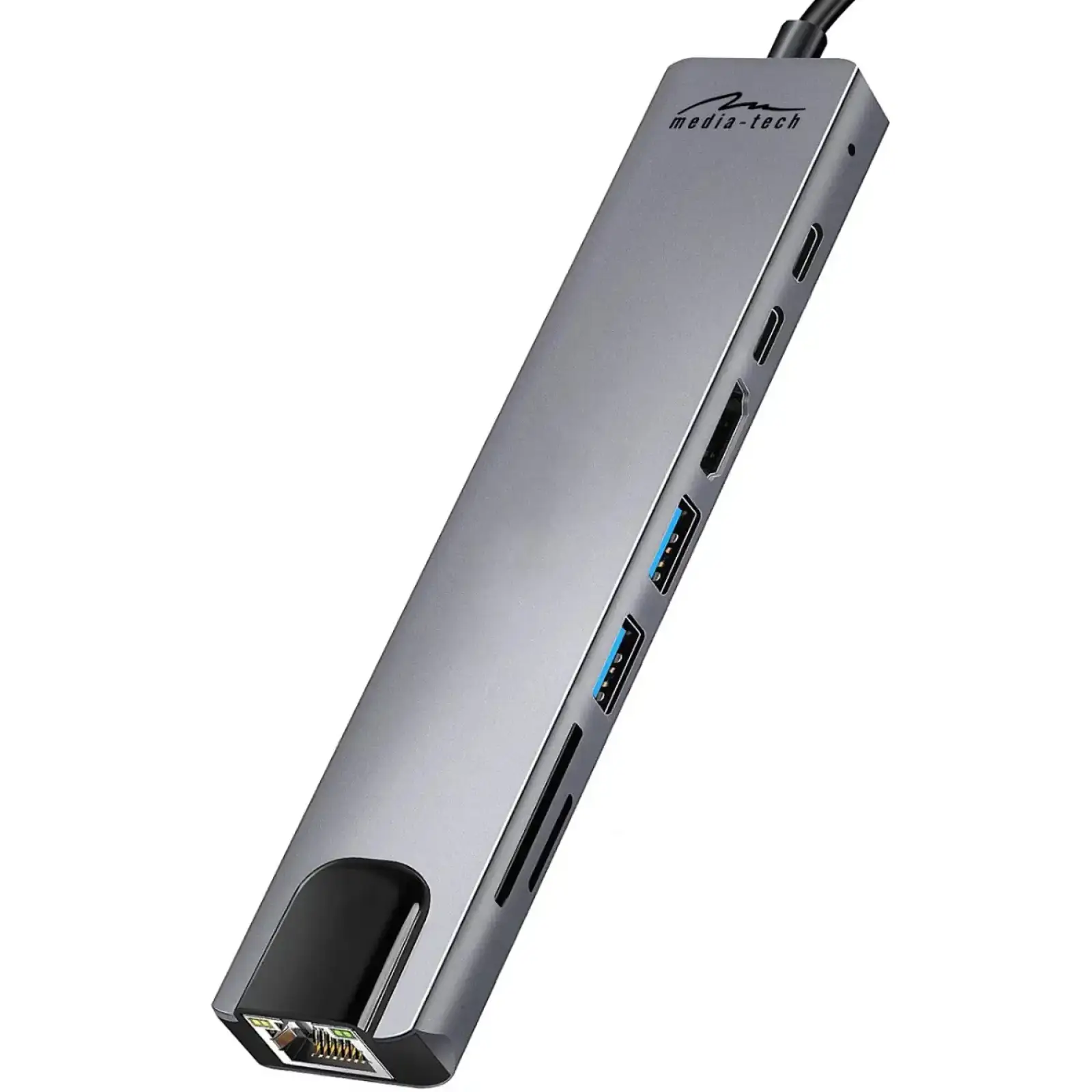 Док-станція USB3.1 Type-C -->HDMI4K60Hz/2xUSB-A/2xType-C/RJ45/SD/TF/PD 100W 8 in 1 Media-Tech (MT5046) UA