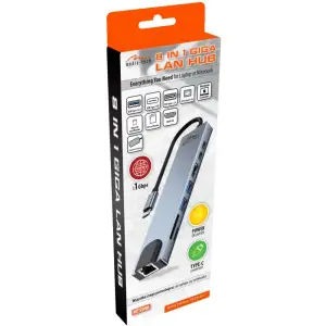 Док-станція USB3.1 Type-C -->HDMI4K60Hz/2xUSB-A/2xType-C/RJ45/SD/TF/PD 100W 8 in 1 Media-Tech (MT5046) UA