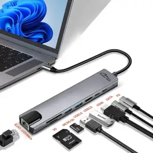 Док-станція USB3.1 Type-C -->HDMI4K60Hz/2xUSB-A/2xType-C/RJ45/SD/TF/PD 100W 8 in 1 Media-Tech (MT5046) UA