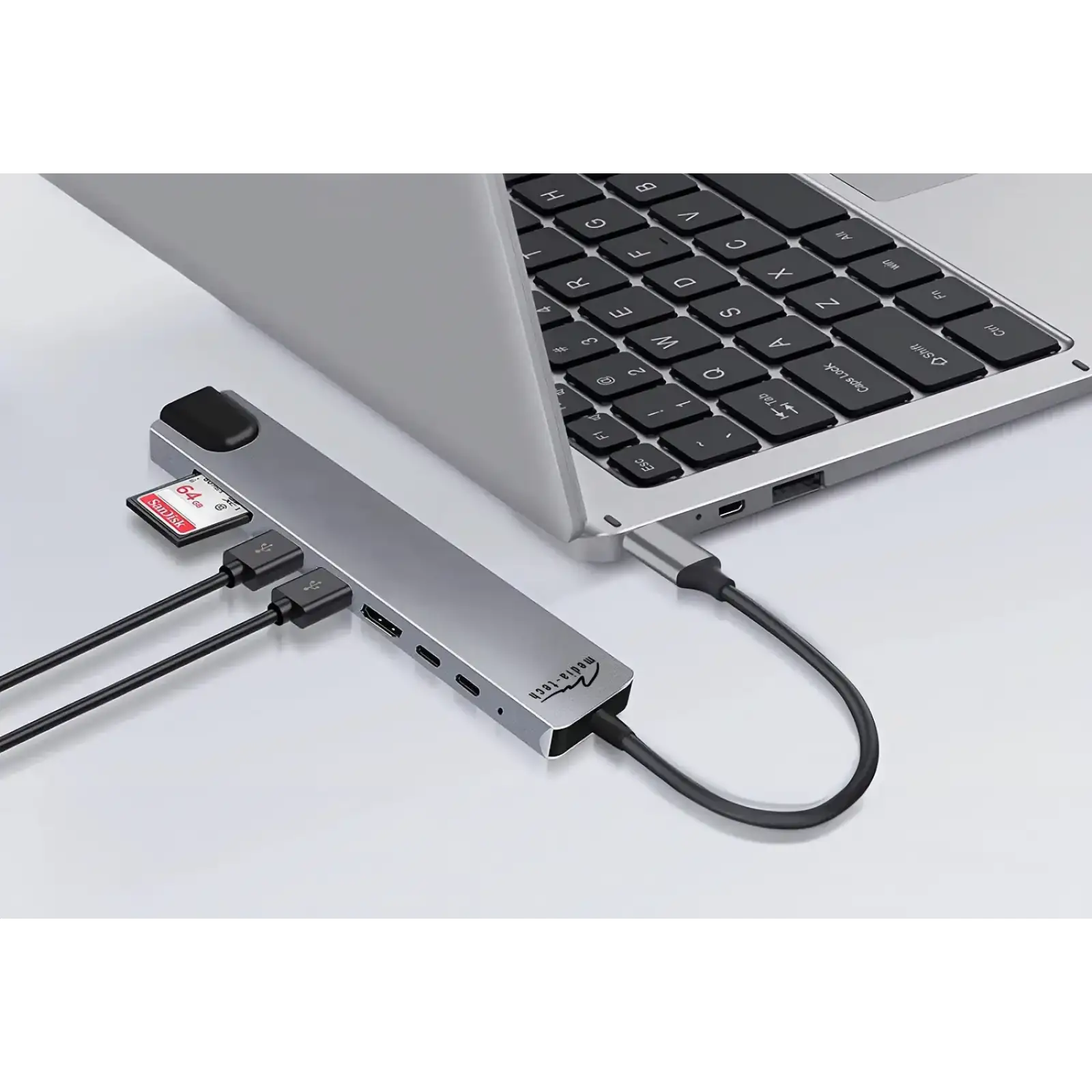 Док-станція USB3.1 Type-C -->HDMI4K60Hz/2xUSB-A/2xType-C/RJ45/SD/TF/PD 100W 8 in 1 Media-Tech (MT5046) UA