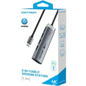 Док-станція USB3.2 Type-C --> HDMI 4K60Hz/3xUSB-A 3.0/ USB-C3.0, PD 100W 5-in-1 Vention (TGMHB) UA