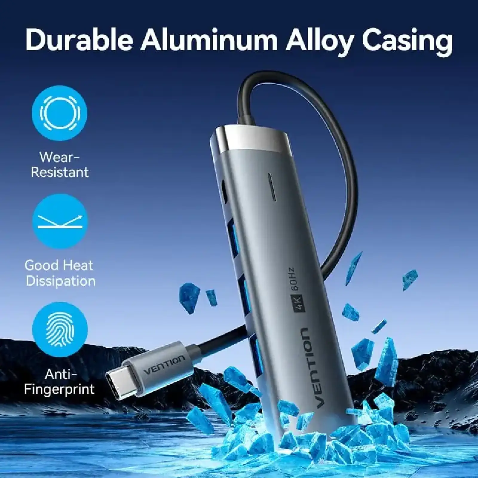 Док-станція USB3.2 Type-C --> HDMI 4K60Hz/3xUSB-A 3.0/ USB-C3.0, PD 100W 5-in-1 Vention (TGMHB) UA