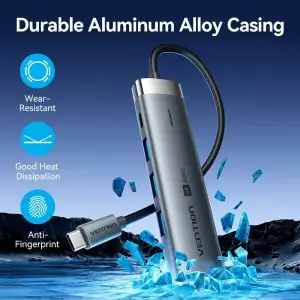 Док-станція USB3.2 Type-C --> HDMI 4K60Hz/3xUSB-A 3.0/ USB-C3.0, PD 100W 5-in-1 Vention (TGMHB) UA
