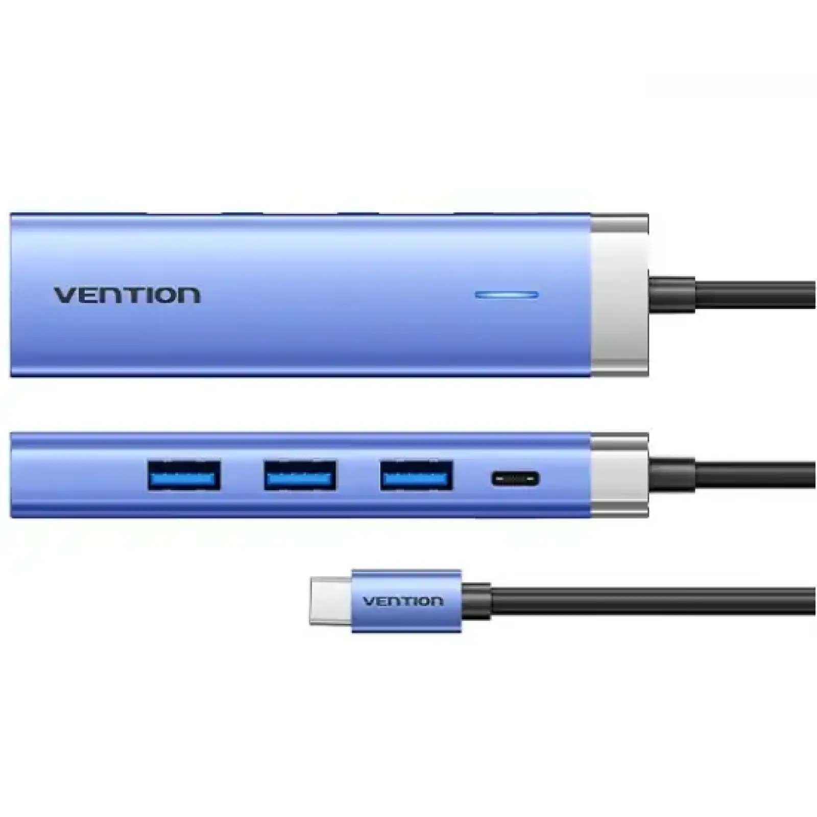 Док-станція USB3.1 Type-C --> HDMI 4K30Hz/USB 3.0x3/PD 100W Blue Aluminum Alloy Hub 5-in-1 Vention (TGESB) UA