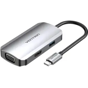 Док-станція USB3.1 Type-C --> HDMI 4K30Hz/VGA/USB 3.0/PD 100W Hub 4-in-1 Vention (TOAHB) UA