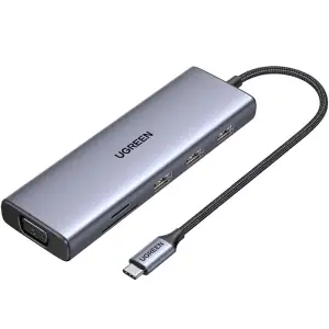 Док-станція USB3.1 Type-C --> HDMI 4K30Hz/VGA/USB 3.0х3/RJ45/SD/TF/PD/3,5мм TRRS 100W 10-in-1 CM498 (15601) UA