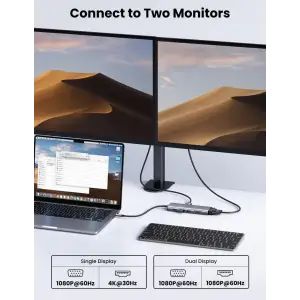 Док-станція USB3.1 Type-C --> HDMI 4K30Hz/VGA/USB 3.0х3/RJ45/SD/TF/PD/3,5мм TRRS 100W 10-in-1 CM498 (15601) UA