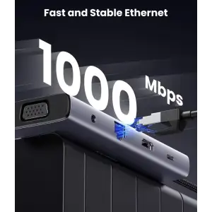 Док-станція USB3.1 Type-C --> HDMI 4K30Hz/VGA/USB 3.0х3/RJ45/SD/TF/PD/3,5мм TRRS 100W 10-in-1 CM498 (15601) UA