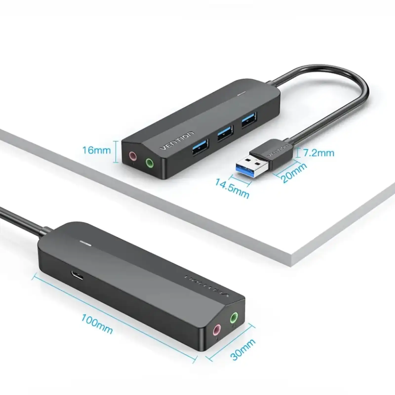 Док станція USB 3.0 -> 3хUSB 3.0/2хTRS Audio/USB MicroUSB 10W, 1.0 м. Vention (CHIBF) UA