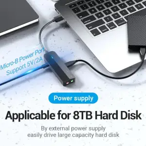 Док станція USB 3.0 -> 3хUSB 3.0/2хTRS Audio/USB MicroUSB 10W, 1.0 м. Vention (CHIBF) UA