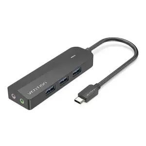 Док-станція USB 3.1 Type-C -> 3xUSB 3.0/3.5mm Sound Adapter/MicroUSB 10W чорний Vention (TGQBB) UA