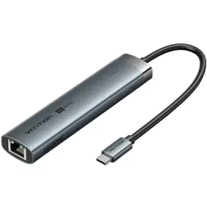 Док-станція USB3.2 Type-C --> HDMI 4K60Hz/USB 3.0x2/RJ45/PD 100W Hub 6-in-1 Vention (TGNHB) UA