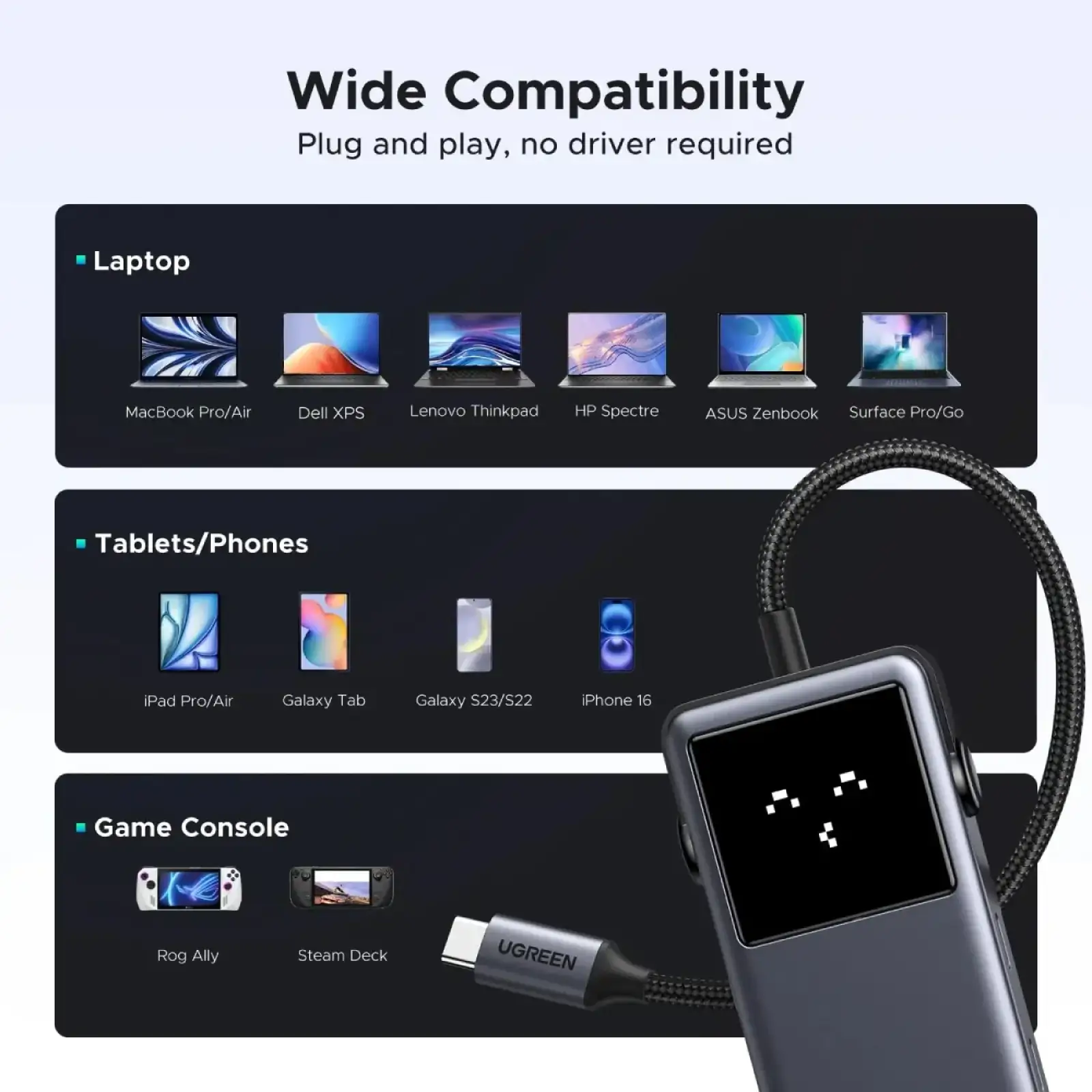 Док-станція USB3.2 Type-C --> HDMI 4K60Hz/2xUSB-А 3.2/2xUSB-C 3.2/PD 100W 6-in-1 CM888 Ugreen (35998) UA