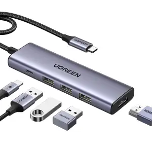 Док-станція USB3.1 Type-C --> HDMI 4K60Hz/3xUSB-А 3.0/Type-C/PD 100W 5-in-1 CM511 Ugreen (15597) UA