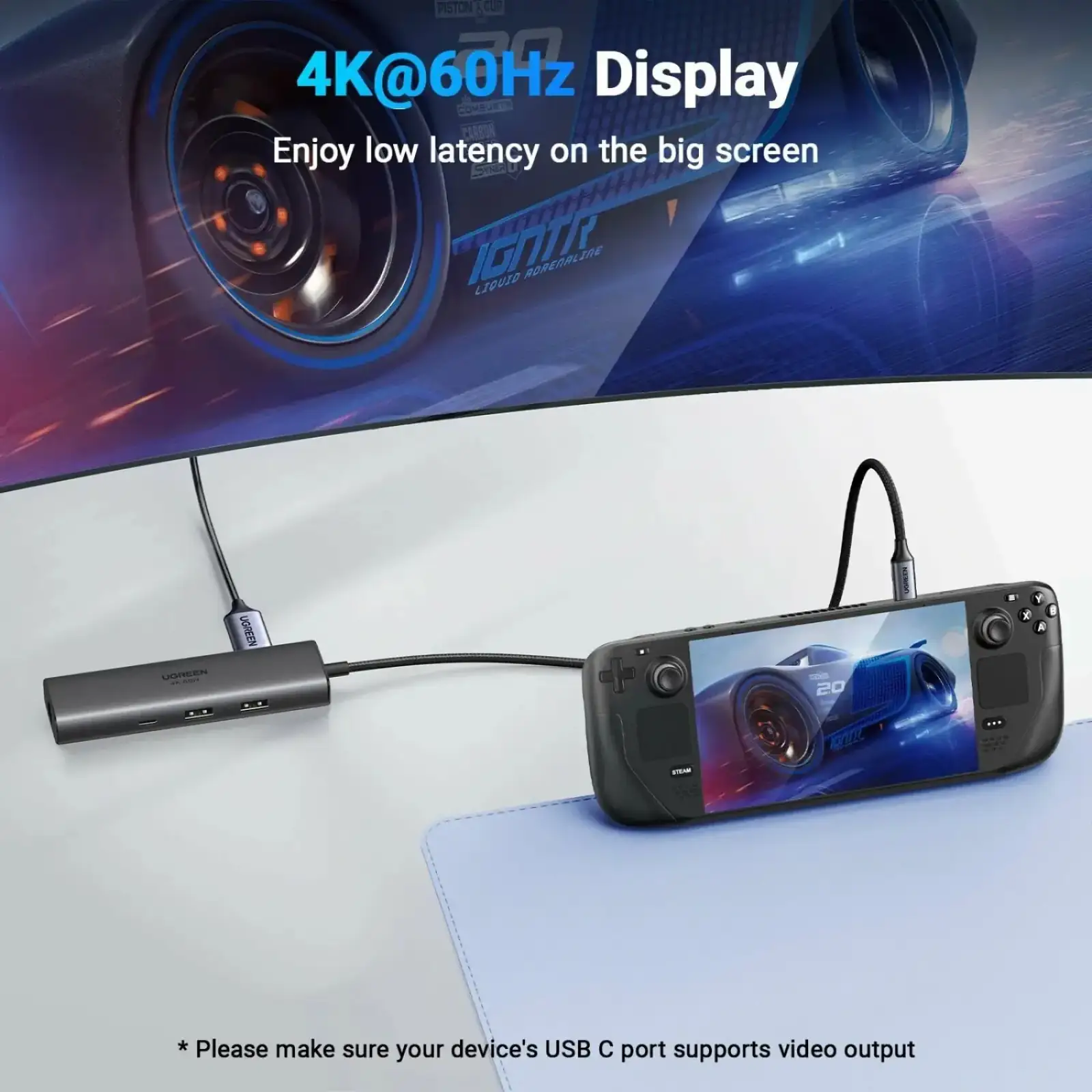 Док-станція USB3.2 Type-C -> HDMI 4K60Hz/2xUSB-A 3.2/USB-C 3.2/RJ45/ PD 100W CM512 Ugreen (45000) UA