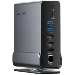 Док-станція USB3.2 Type-C --> DP/HDMIx2/USB3.2/RJ45/SD/TF/3.5mm/PD, MST/SST 15 in 1 Vention (TPUH0) UA