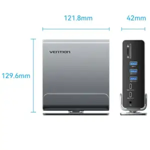 Док-станція USB3.2 Type-C --> DP/HDMIx2/USB3.2/RJ45/SD/TF/3.5mm/PD, MST/SST 15 in 1 Vention (TPUH0) UA