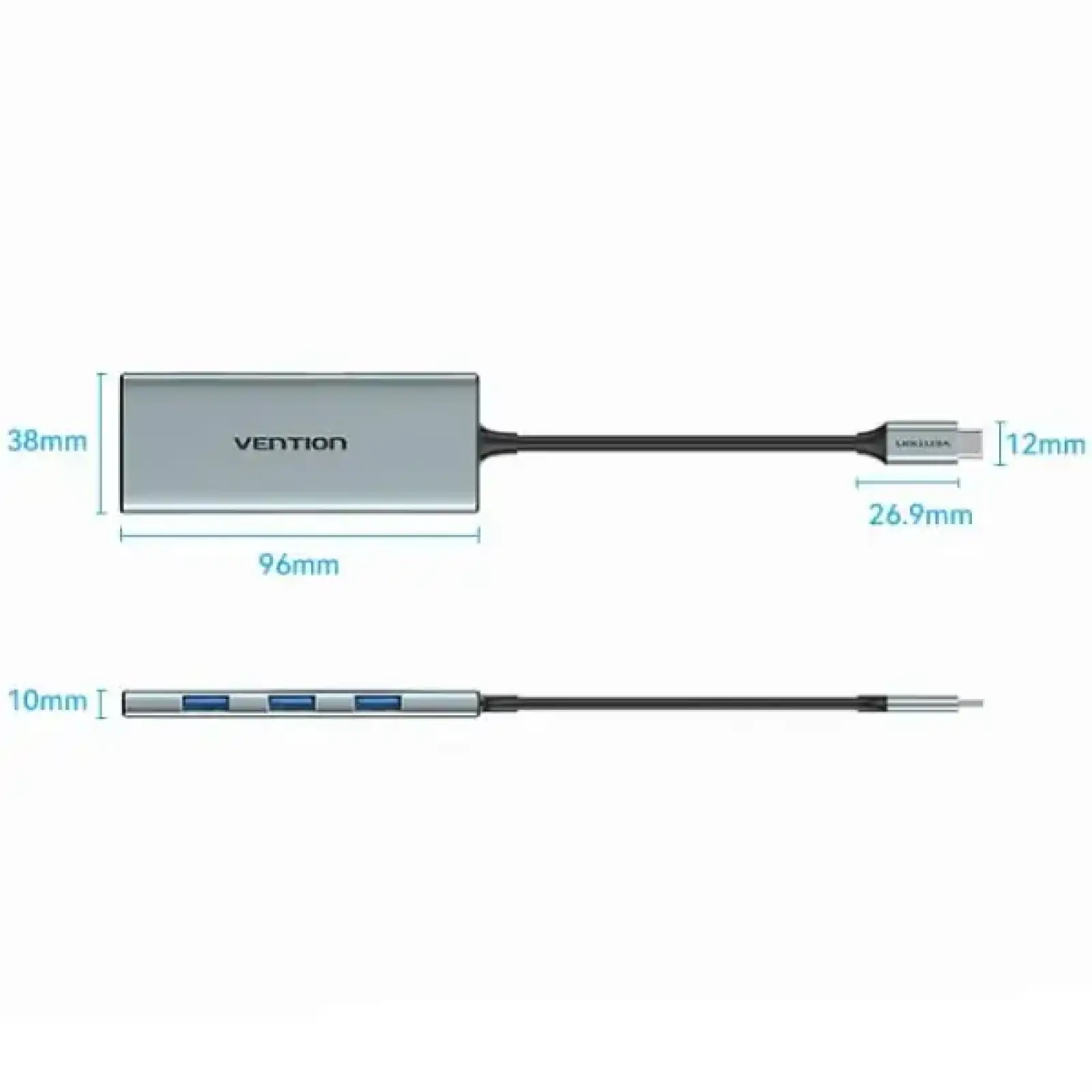 Док-станція USB3.1 Type-C --> HDMI 4K30Hz/USB 3.0x3/SD/TF/PD 100W 7-in-1 Vention (TOPHB) UA