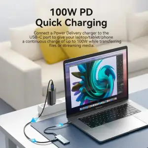 Док-станція USB3.1 Type-C --> HDMI 4K30Hz/USB 3.0x3/SD/TF/PD 100W 7-in-1 Vention (TOPHB) UA