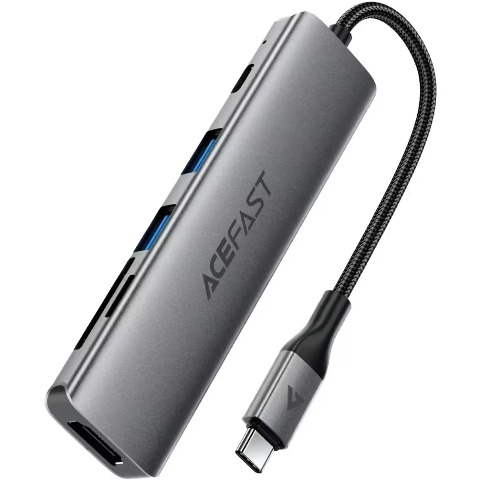Док-станція USB3.0 Type-C --> HDMI4K@60Hz/2xUSB-A 3.0/TF/SD/USB-C 90W Hub 6-in-1 J18 Acefast (6974316285939) UA