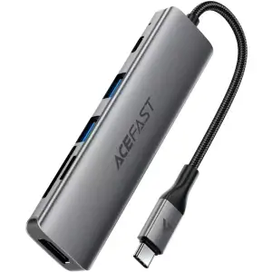 Док-станція USB3.0 Type-C --> HDMI4K@60Hz/2xUSB-A 3.0/TF/SD/USB-C 90W Hub 6-in-1 J18 Acefast (6974316285939) UA