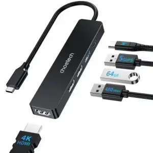 Док-станція USB 3.0 -->HDMI 4K30Hz/USB2.0x2/USB 3.0/USB-C PD 100W 5 in 1 Hub Choetech (HUB-M80-BK) UA