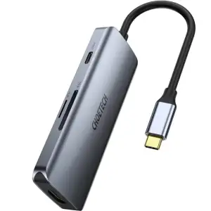 Док-станція USB3.1 Type-C -->HDMI4K30Hz/3хUSB 3.0/Type-C/ PD100W/SD/TF 7 in 1Choetech (HUB-M19-GY) UA