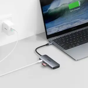 Док-станція USB3.1 Type-C -->HDMI4K30Hz/3хUSB 3.0/Type-C/ PD100W/SD/TF 7 in 1Choetech (HUB-M19-GY) UA